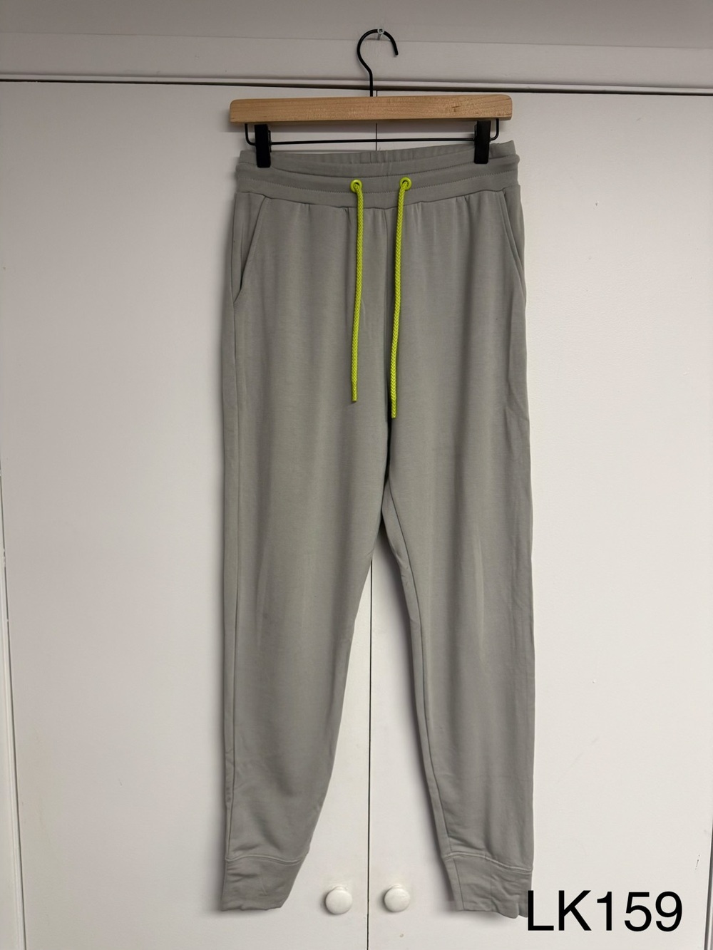 Terez CozyCozy Bamboo Joggers Gray Neon Drawstring Size Small